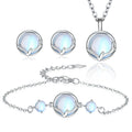 Deer Charm Necklace and Moonstone Jewelry Set