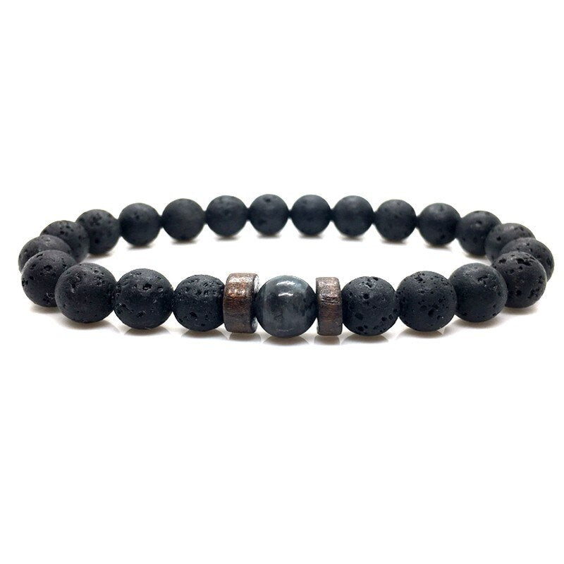 Natural Obsidian and Moonstone Bracelet Set
