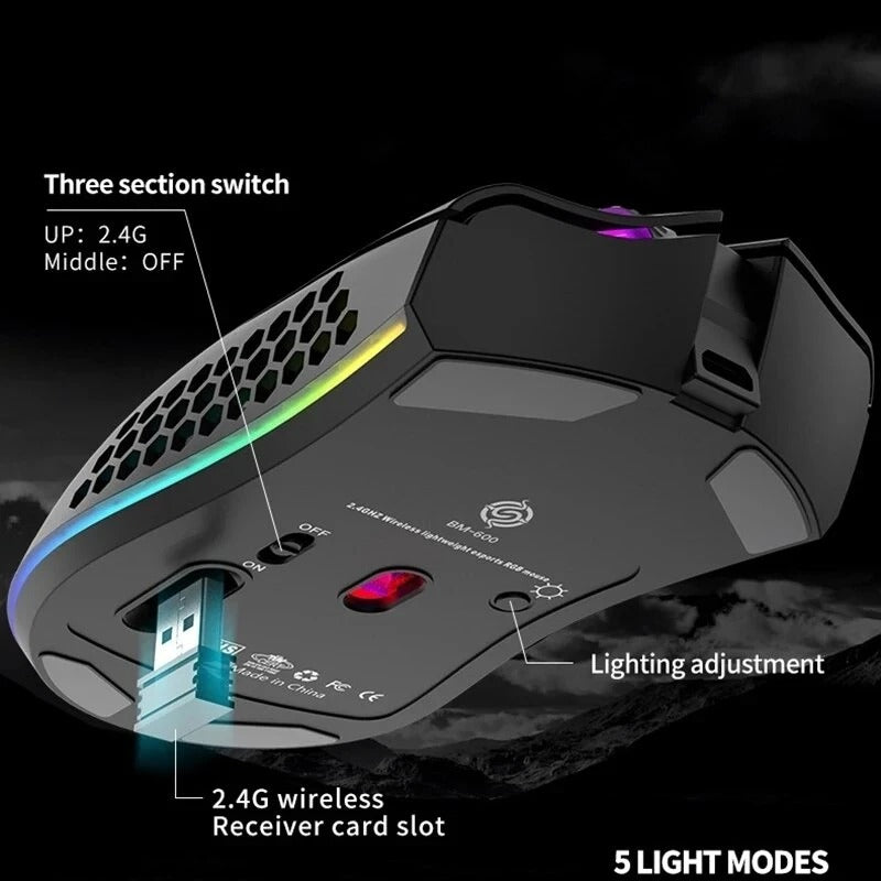BM600 Elite Wireless RGB Gamer Mouse