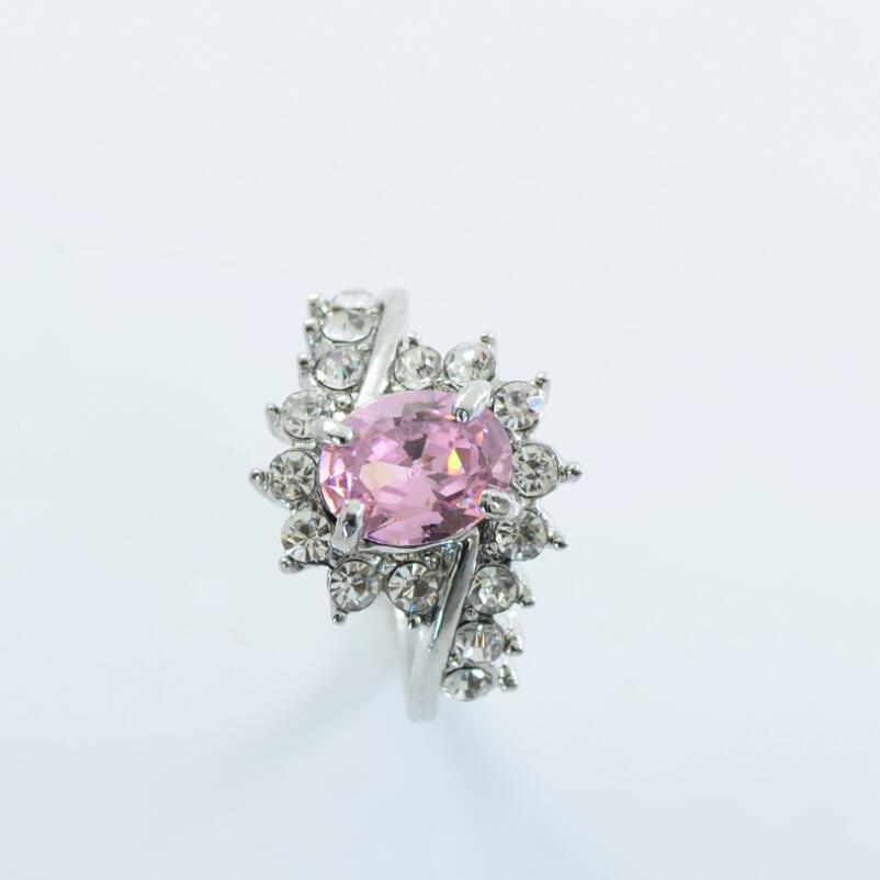 Zircon Ring with Oval Ruby and Diamond Engagement Ring