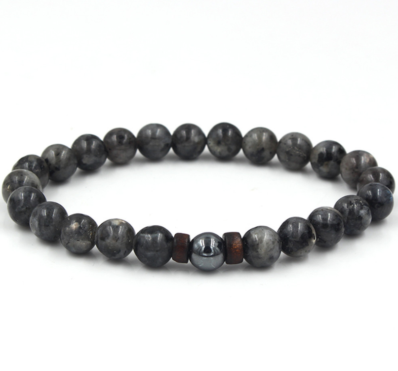 Natural Obsidian and Moonstone Bracelet Set